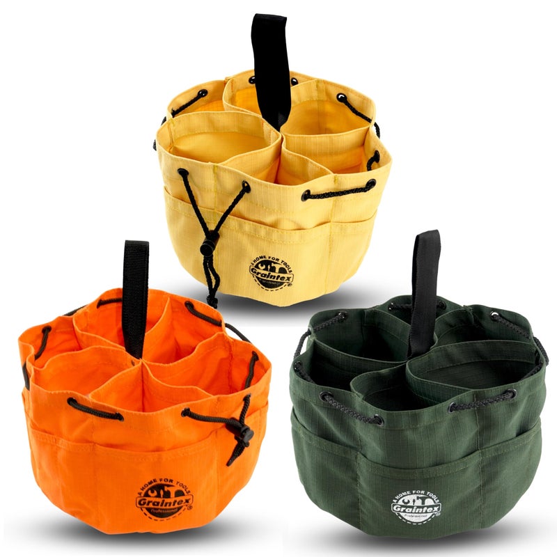 Graintex 18 Pocket Grab Bags Set of 3 Pcs Rip-Stop Canvas, Drawstring Closure, Small Parts Organizer Bag, Small Tools, Screws, Parts, Parachute Tool Bag, Parachute Tool Organizer for Essential Items - Image 1
